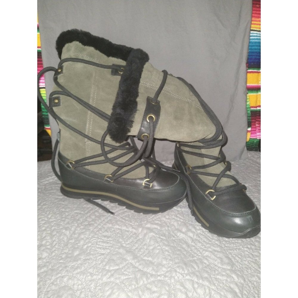 Forest Green Suede Aldo Snow Boots 7.5